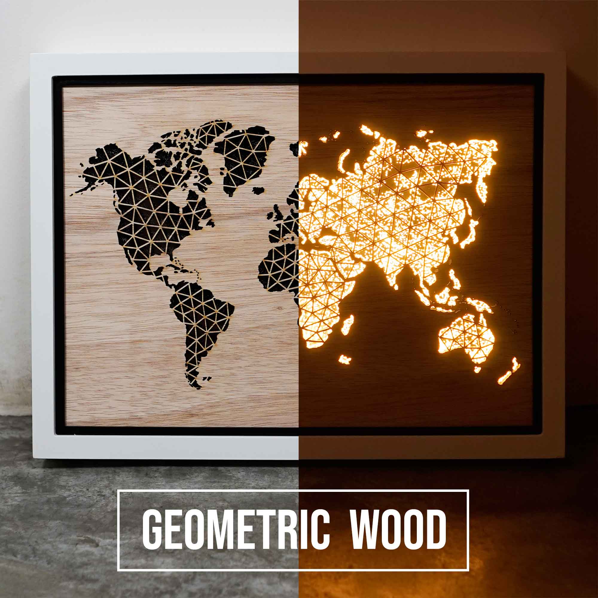 WORLD LIGHT (Geometric) - World Map Lighting Decoration Art - ZERO DEGREE