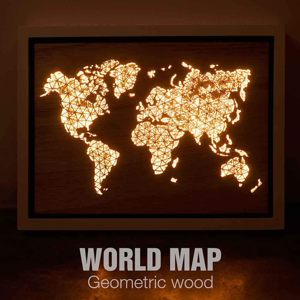 WORLD LIGHT (Geometric) - World Map Lighting Decoration Art - ZERO DEGREE